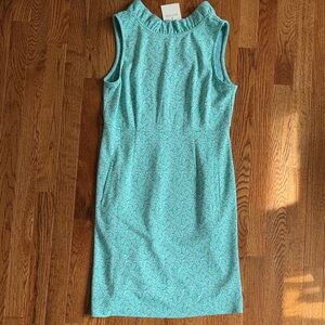 Tyler Boe Aqua Patterned Sleeveless Midi Sheath Dress Size S